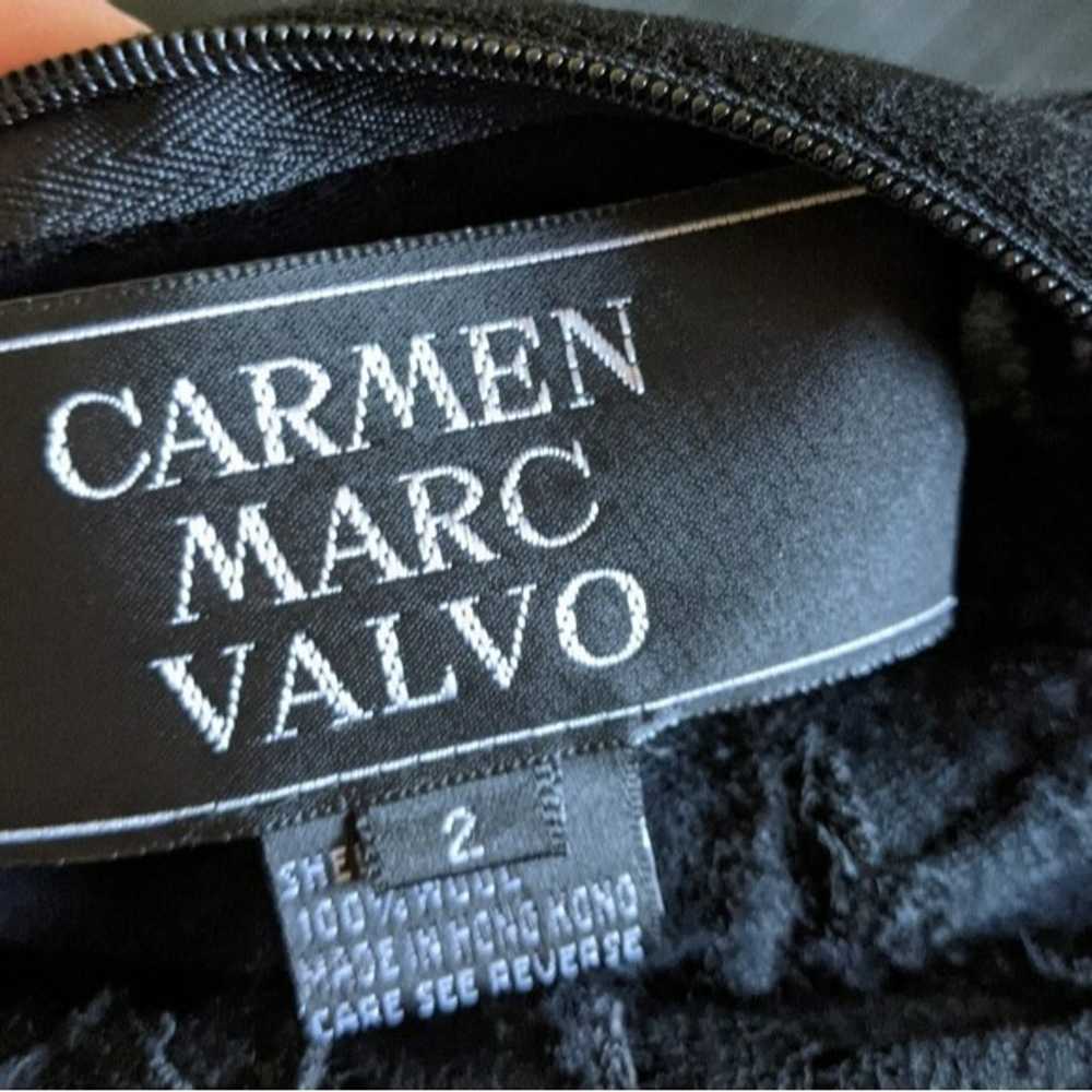 Vintage 80s Carmen Marc Valvo Wool Lace Midi Dres… - image 8