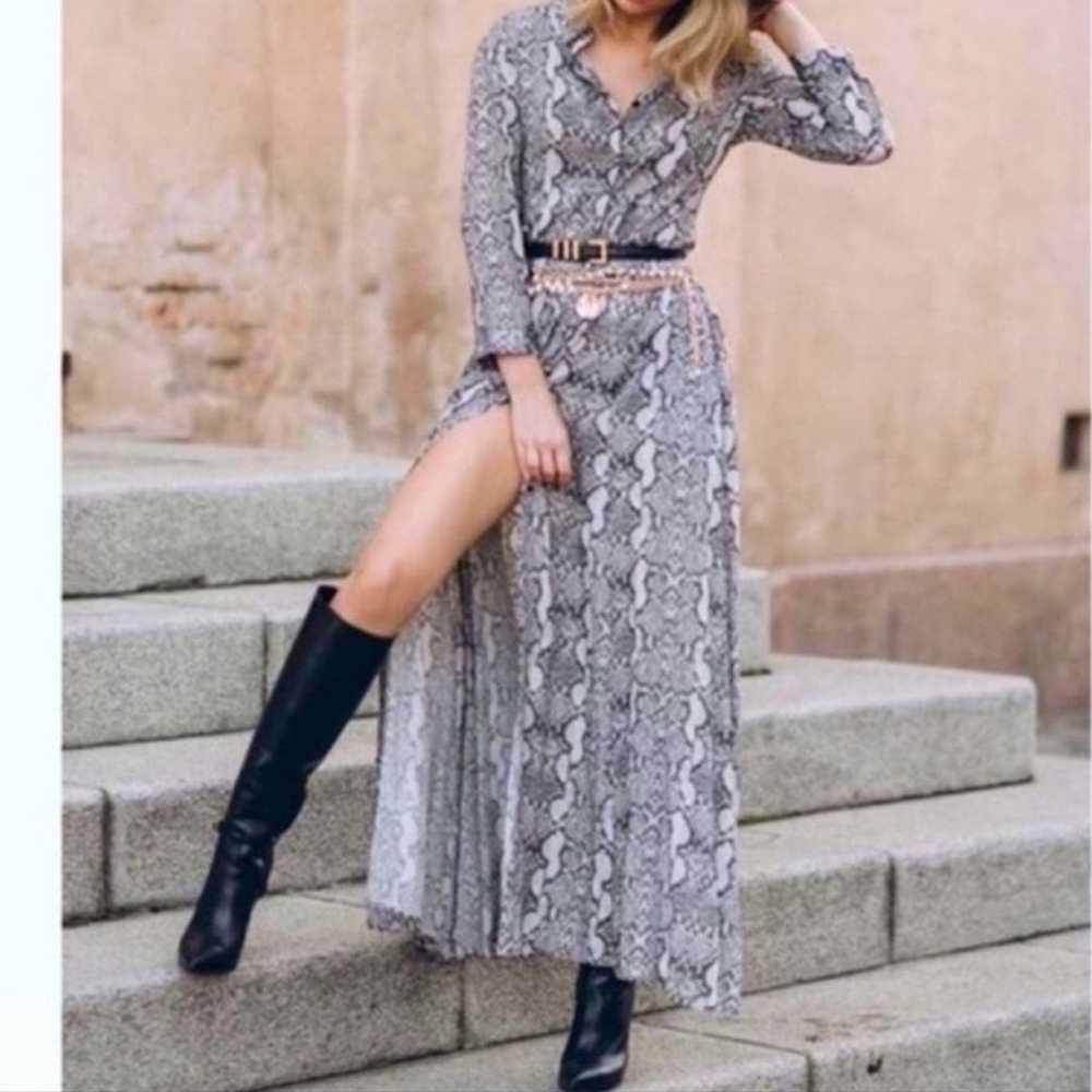Zara Snakeskin Animal Print Maxi Dress Gray Size … - image 2