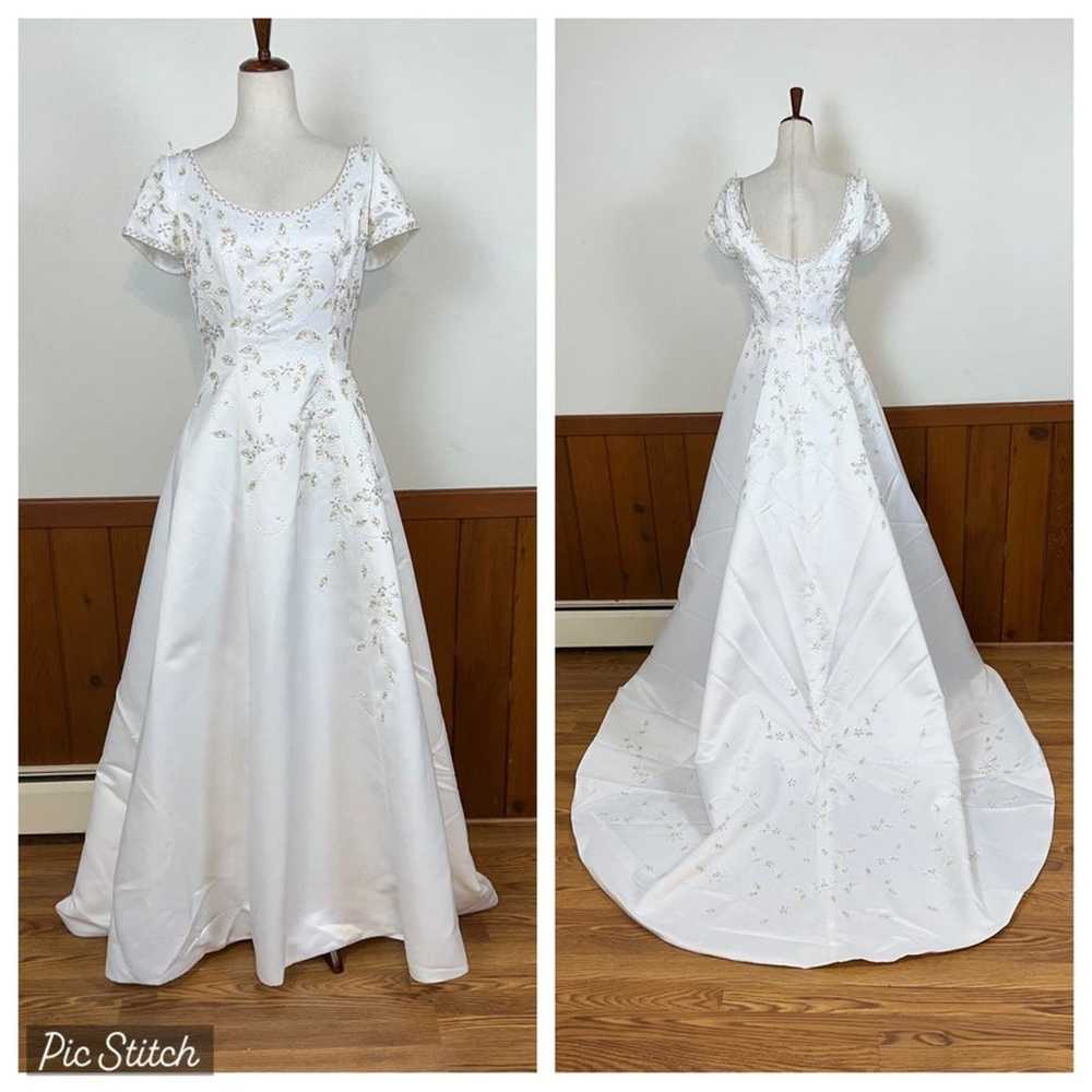 Pretty New Alfred Angelo Beaded Satin Wedding Gow… - image 1