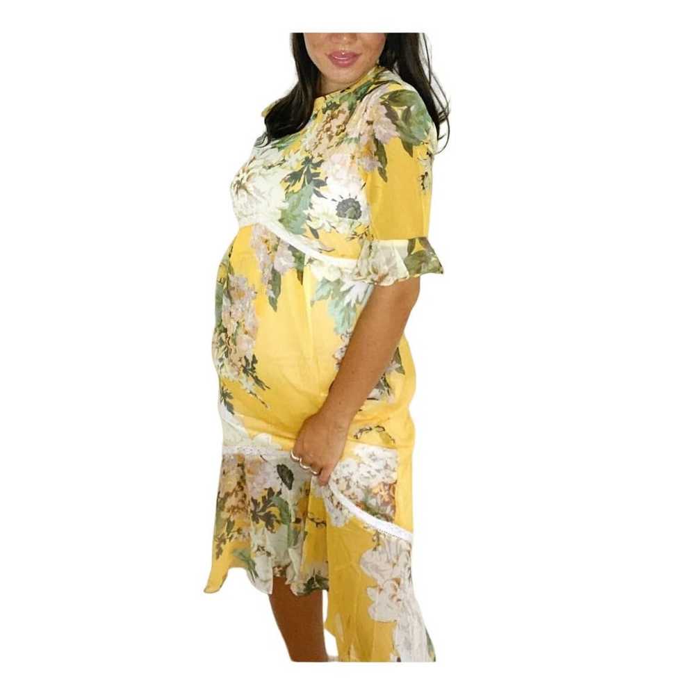 Hope & Ivy Maternity dress with ruffle hem in yel… - image 3