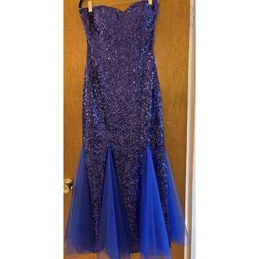Angel Fashions Blue Strapless Sequence Evening Dr… - image 1