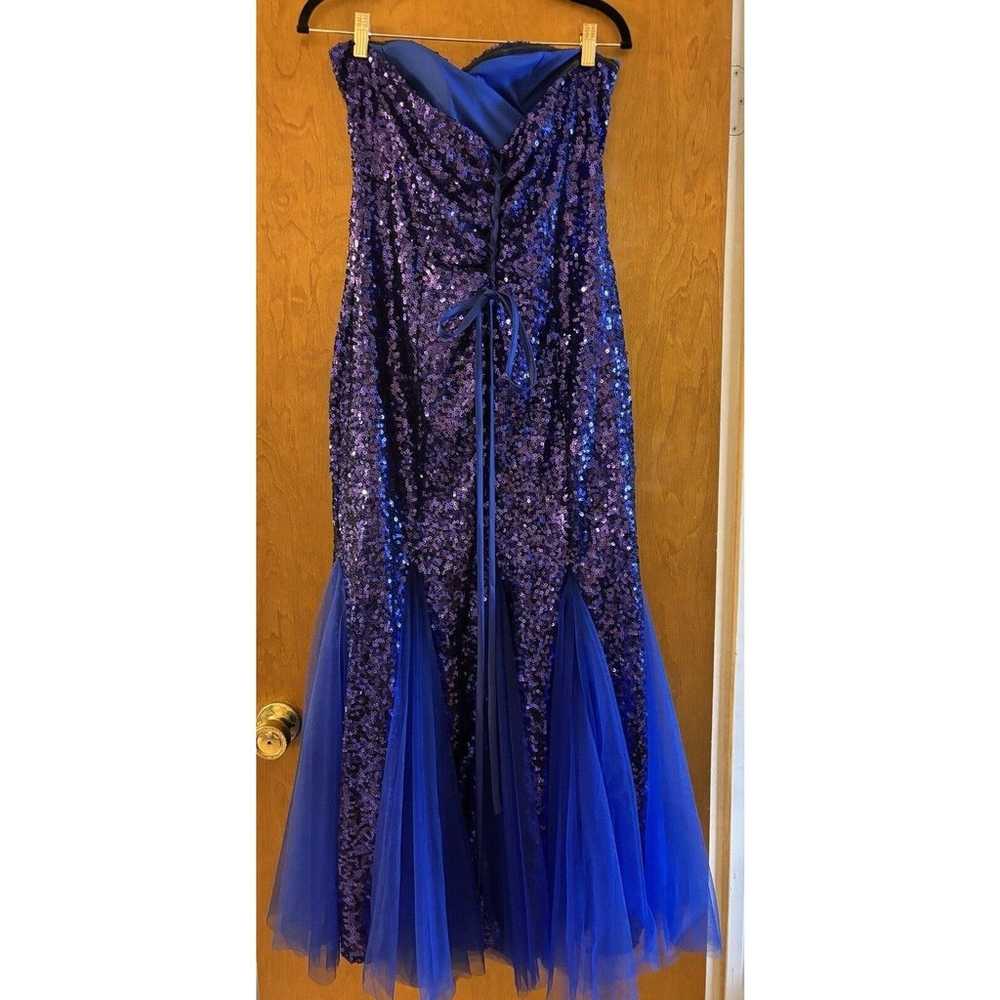 Angel Fashions Blue Strapless Sequence Evening Dr… - image 2