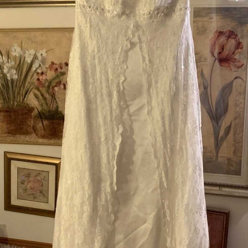 David’s Bridal ivory lace halter wedding dress - image 1