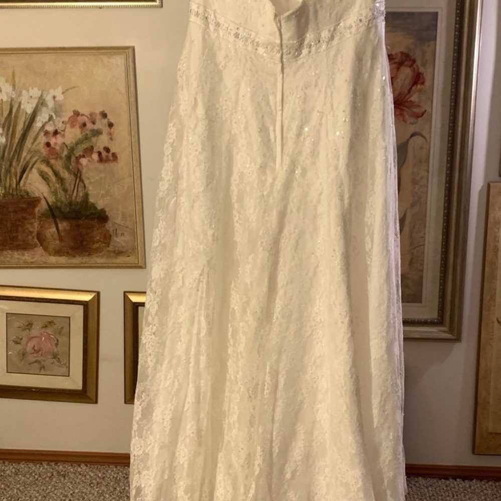 David’s Bridal ivory lace halter wedding dress - image 3