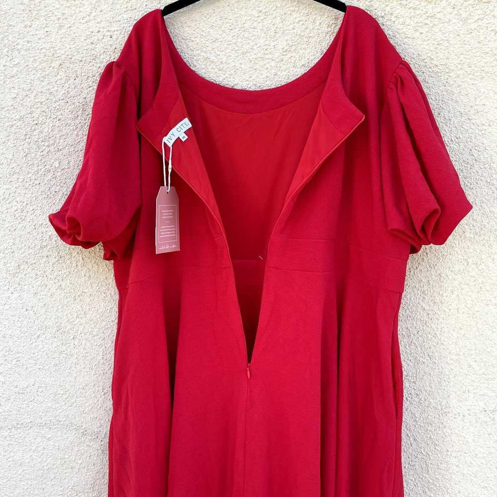 NEW Ivy City Co Charlie Midi Dress Red Puff Sleev… - image 12