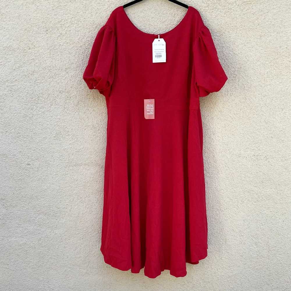 NEW Ivy City Co Charlie Midi Dress Red Puff Sleev… - image 2