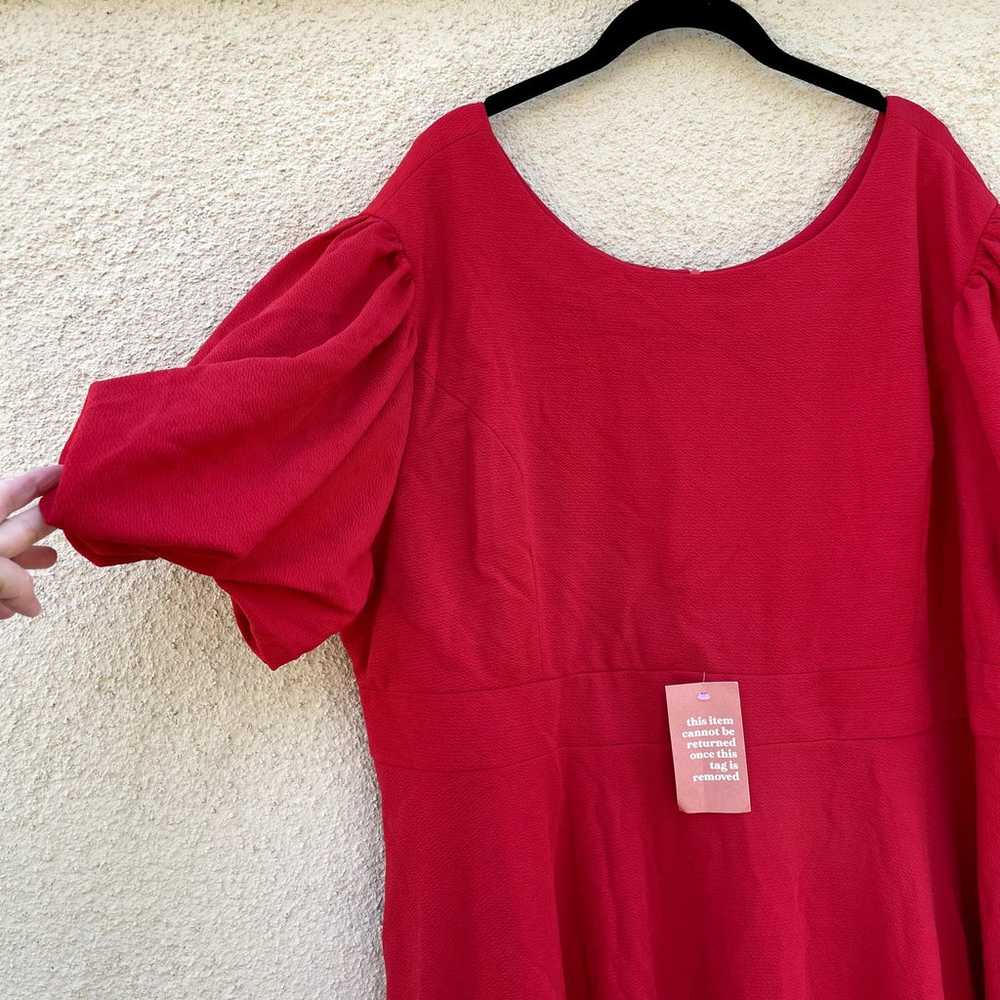 NEW Ivy City Co Charlie Midi Dress Red Puff Sleev… - image 4