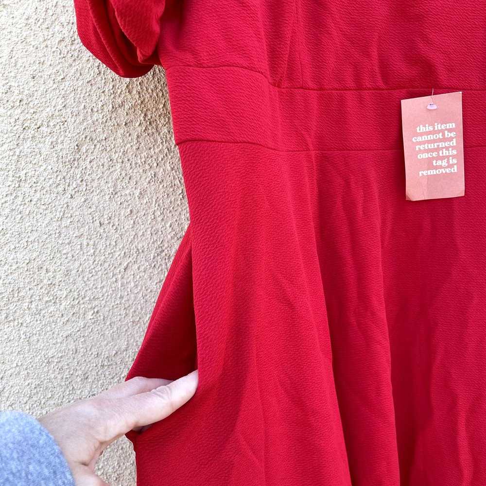 NEW Ivy City Co Charlie Midi Dress Red Puff Sleev… - image 6