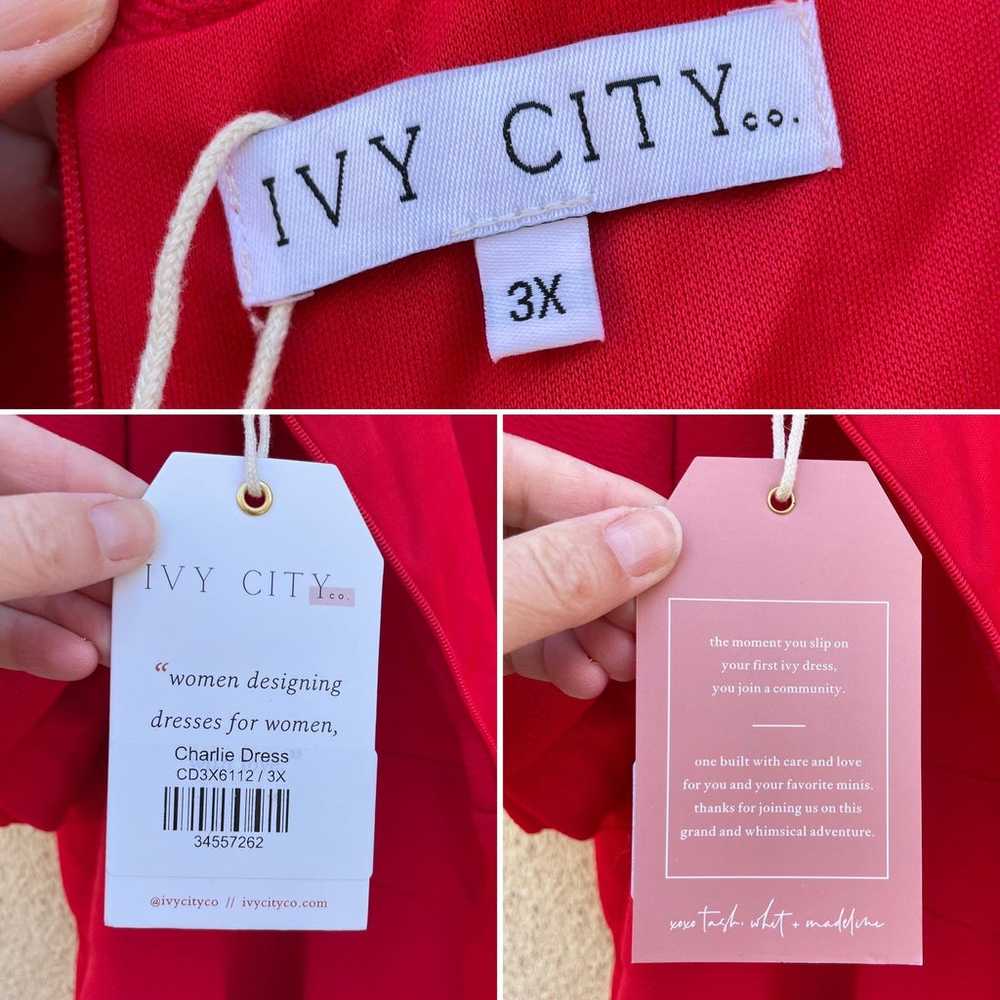 NEW Ivy City Co Charlie Midi Dress Red Puff Sleev… - image 8