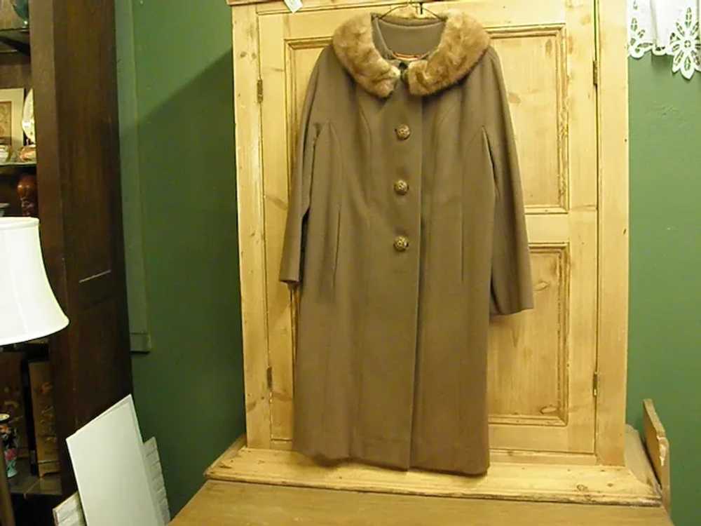 Well-Tailored 1950s Wool Raglan Coat with Mink Co… - image 2