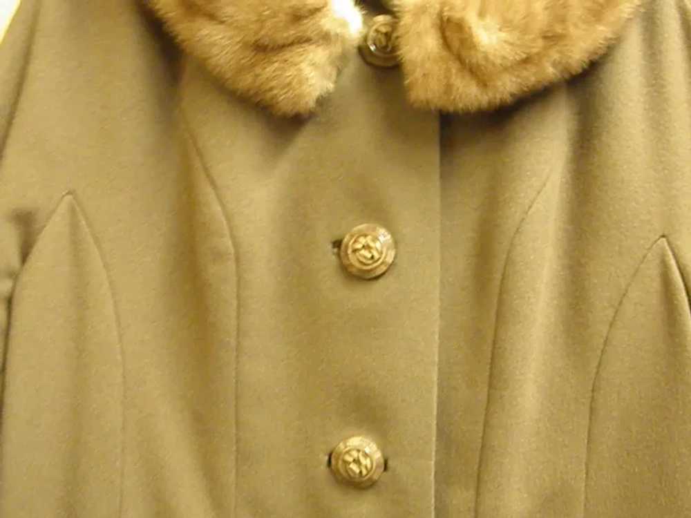 Well-Tailored 1950s Wool Raglan Coat with Mink Co… - image 4