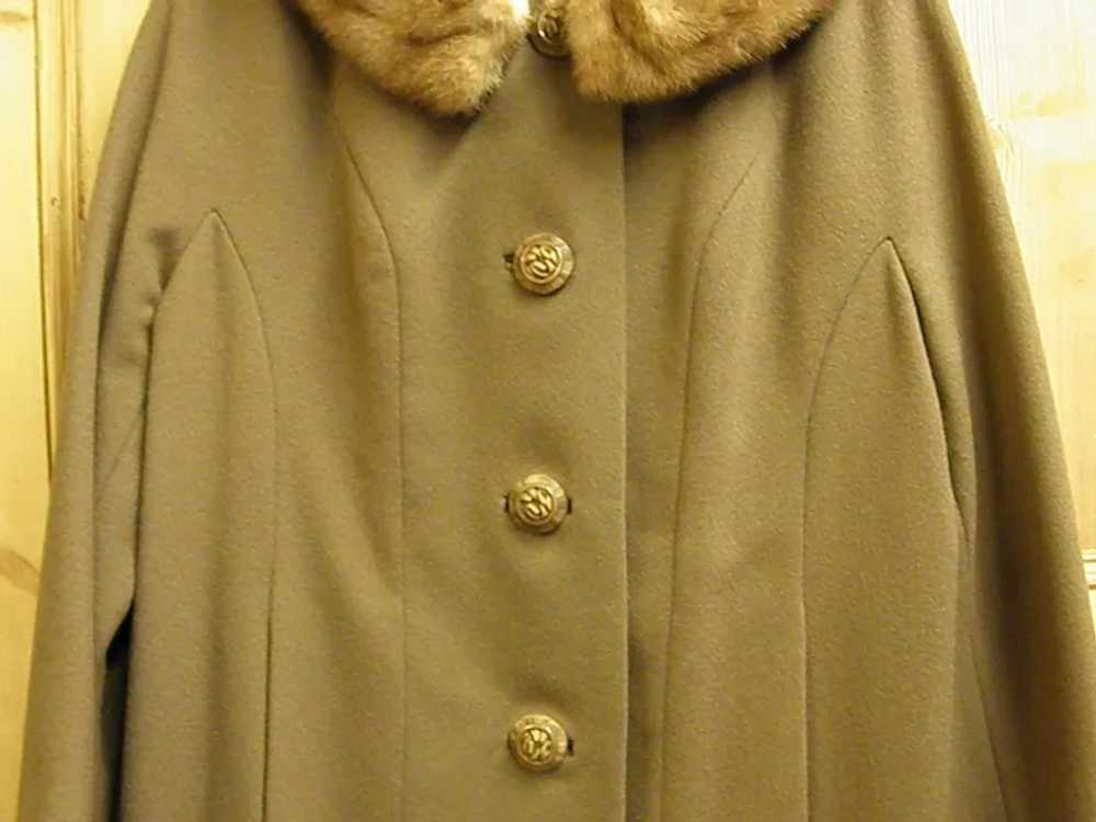 Well-Tailored 1950s Wool Raglan Coat with Mink Co… - image 5