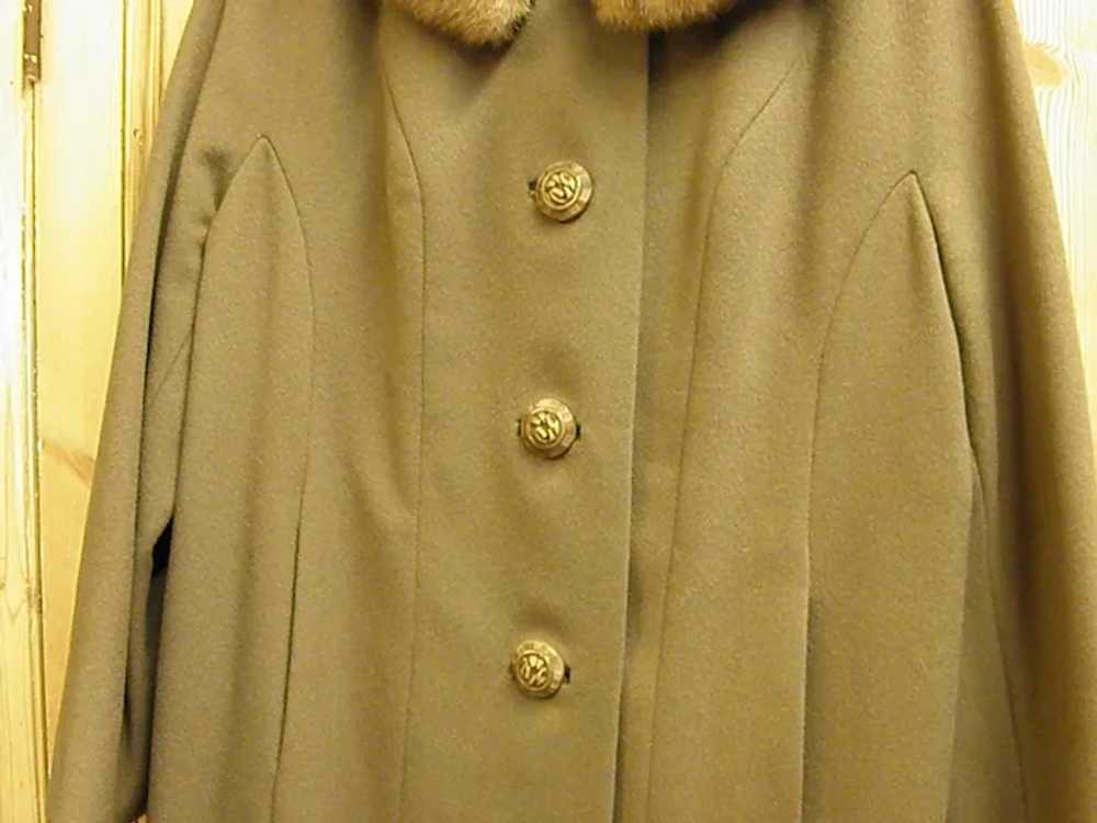 Well-Tailored 1950s Wool Raglan Coat with Mink Co… - image 6