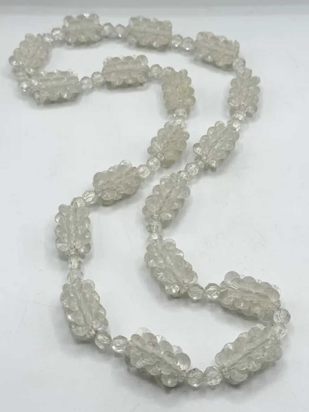 Vintage plastic crystal long beaded necklace - image 2