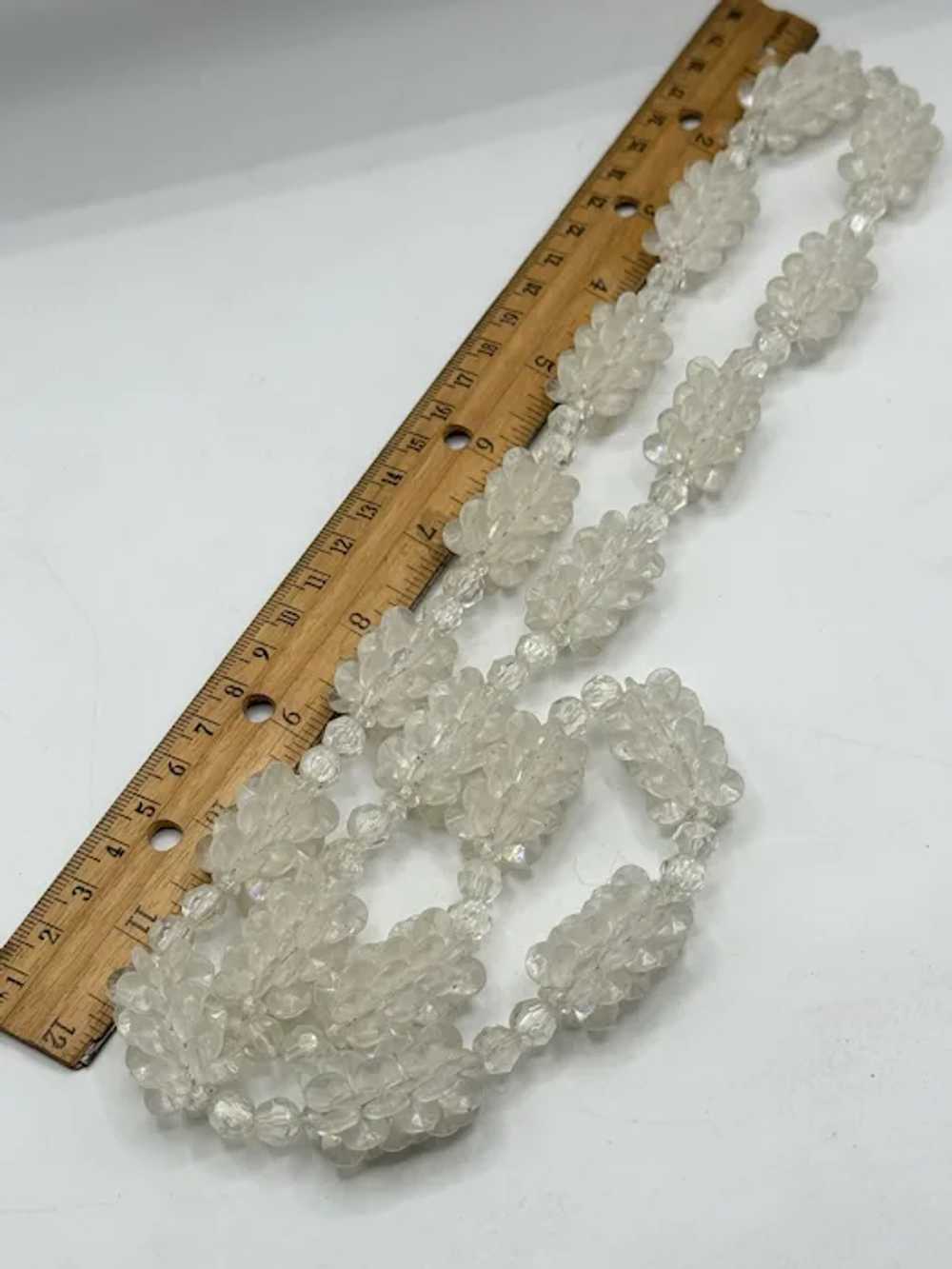 Vintage plastic crystal long beaded necklace - image 4