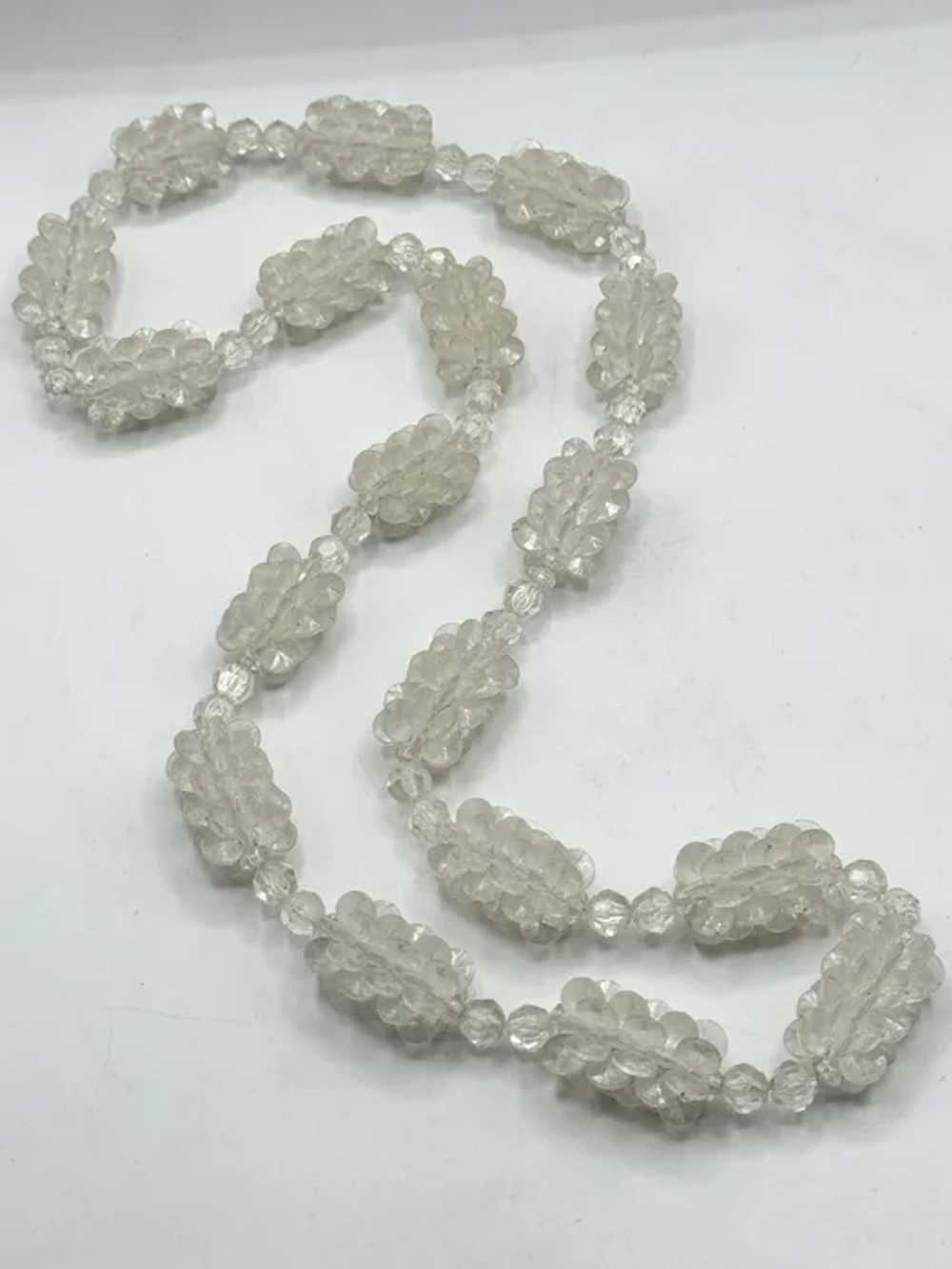 Vintage plastic crystal long beaded necklace - image 5