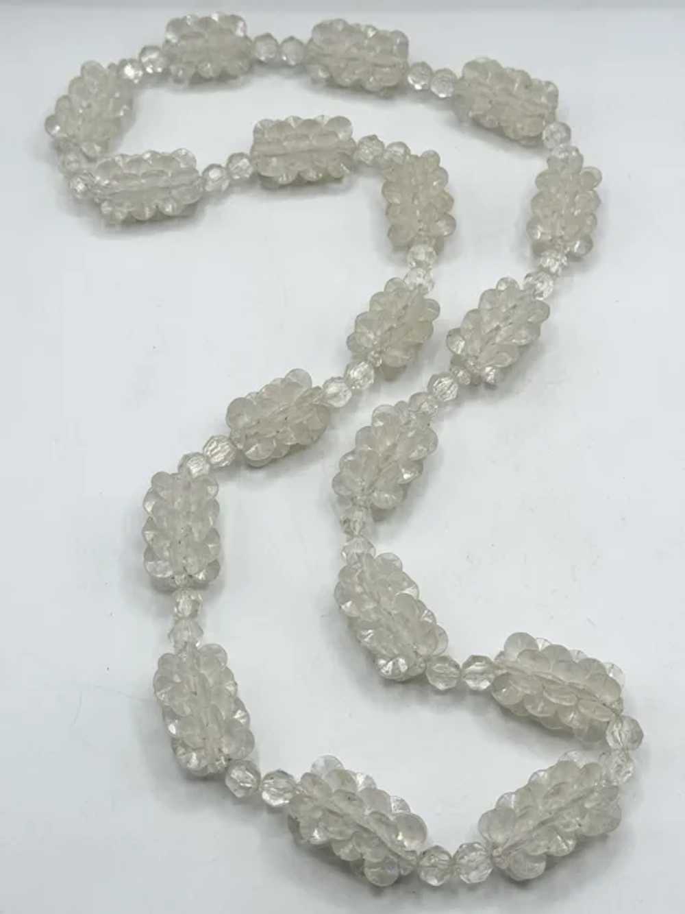 Vintage plastic crystal long beaded necklace - image 6
