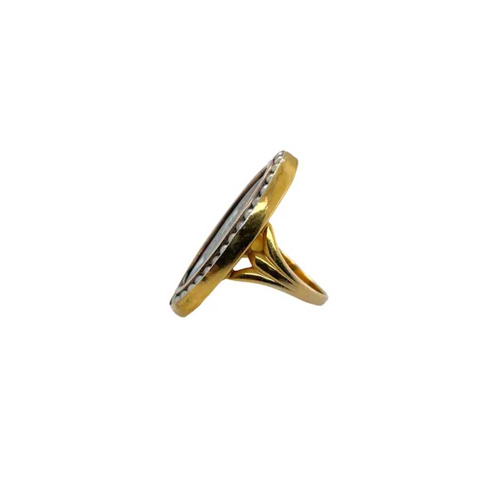 Victorian 14K Yellow Gold Enamel and Pearl Ring - image 2