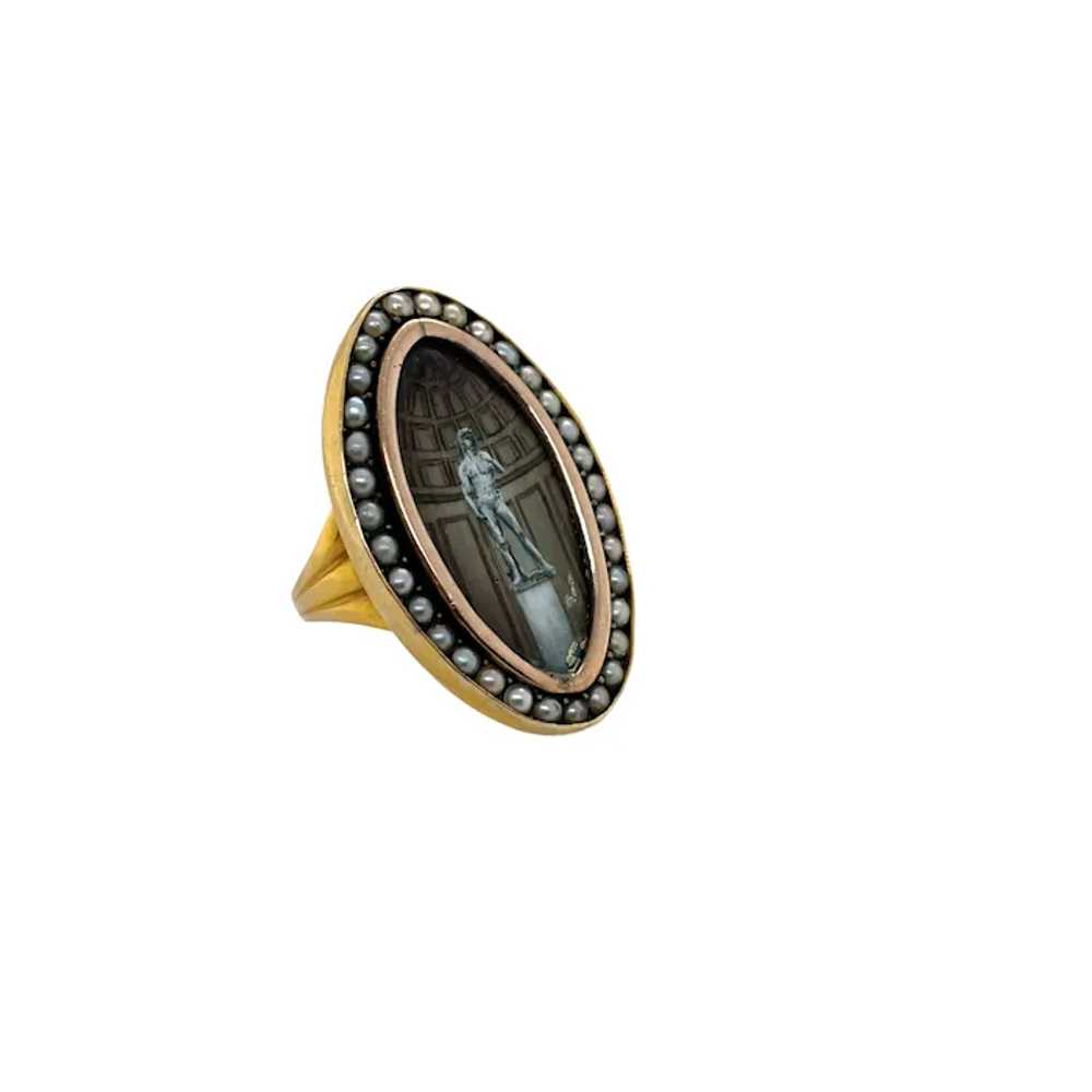 Victorian 14K Yellow Gold Enamel and Pearl Ring - image 4