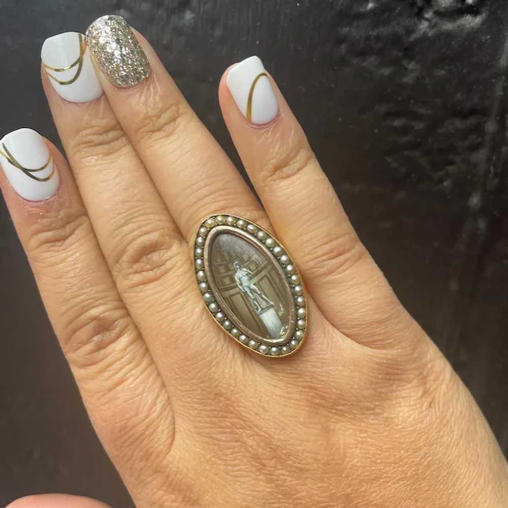 Victorian 14K Yellow Gold Enamel and Pearl Ring - image 5