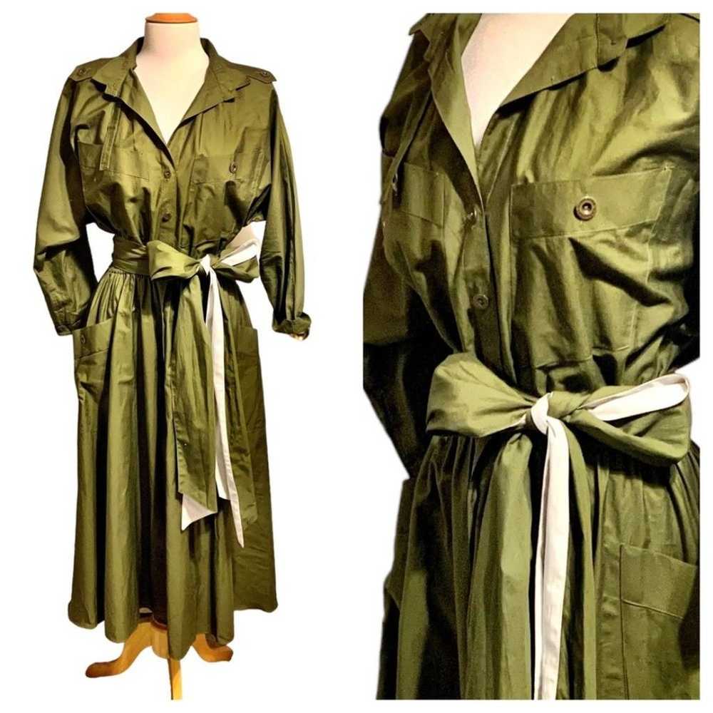 Vintage 1950s Susie Hayward Military Style Green … - image 1