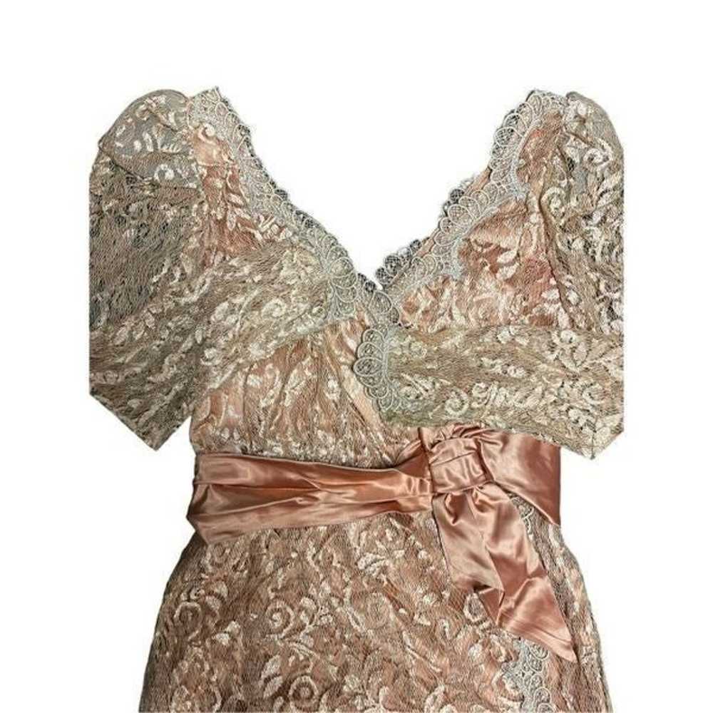 Vintage 1950’s Peachy gold lace cross chest gown … - image 2