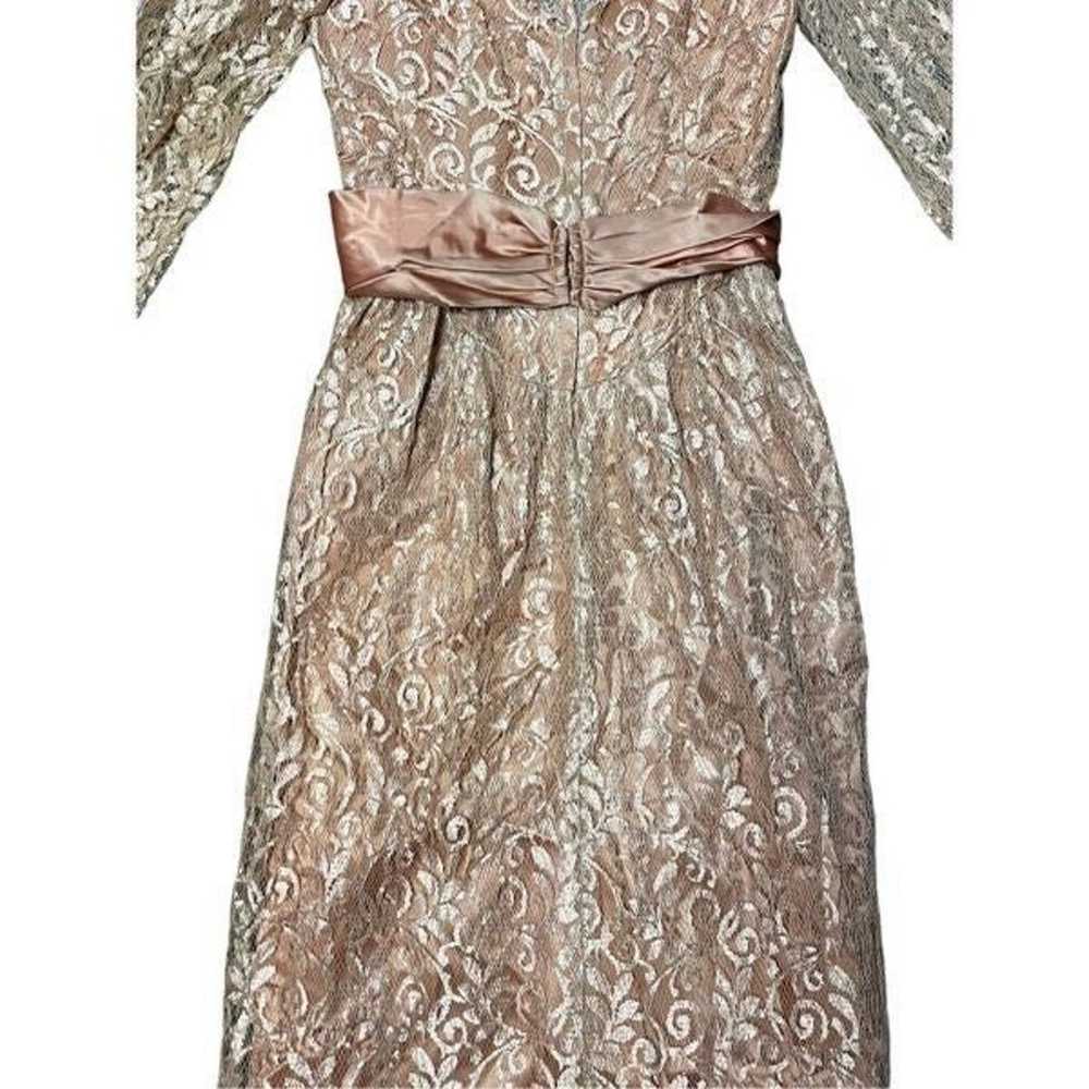 Vintage 1950’s Peachy gold lace cross chest gown … - image 4