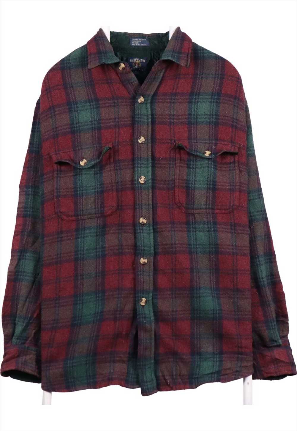 Vintage 90's Salmon River Shirt Tartened lined Fl… - image 1
