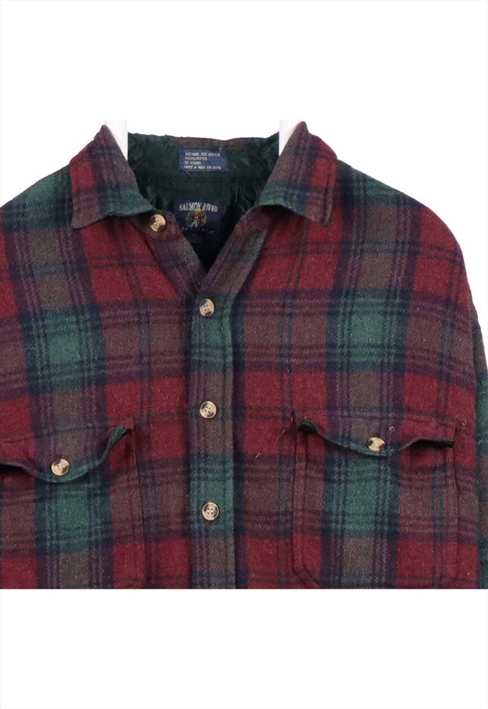 Vintage 90's Salmon River Shirt Tartened lined Fl… - image 3