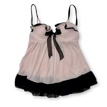 Victoria’s Secret Push Up French Maid Babydoll Black Pink Bow 36D