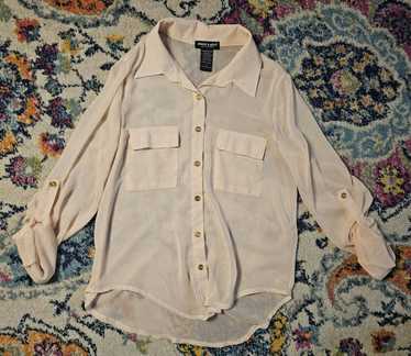 Designer ABOUT A GIRL Semi Sheer Button Up Blouse… - image 1