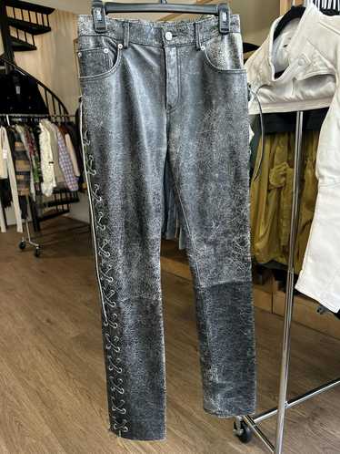 Maison Margiela Crackled leather lace tie pant