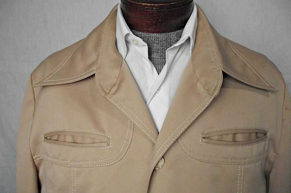 Vintage 1970s Mens Beige Leisure Jacket Lined Pol… - image 3