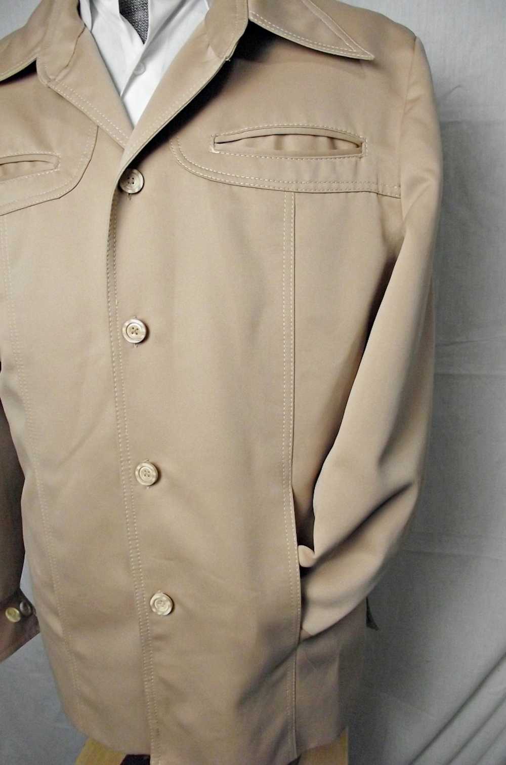 Vintage 1970s Mens Beige Leisure Jacket Lined Pol… - image 5