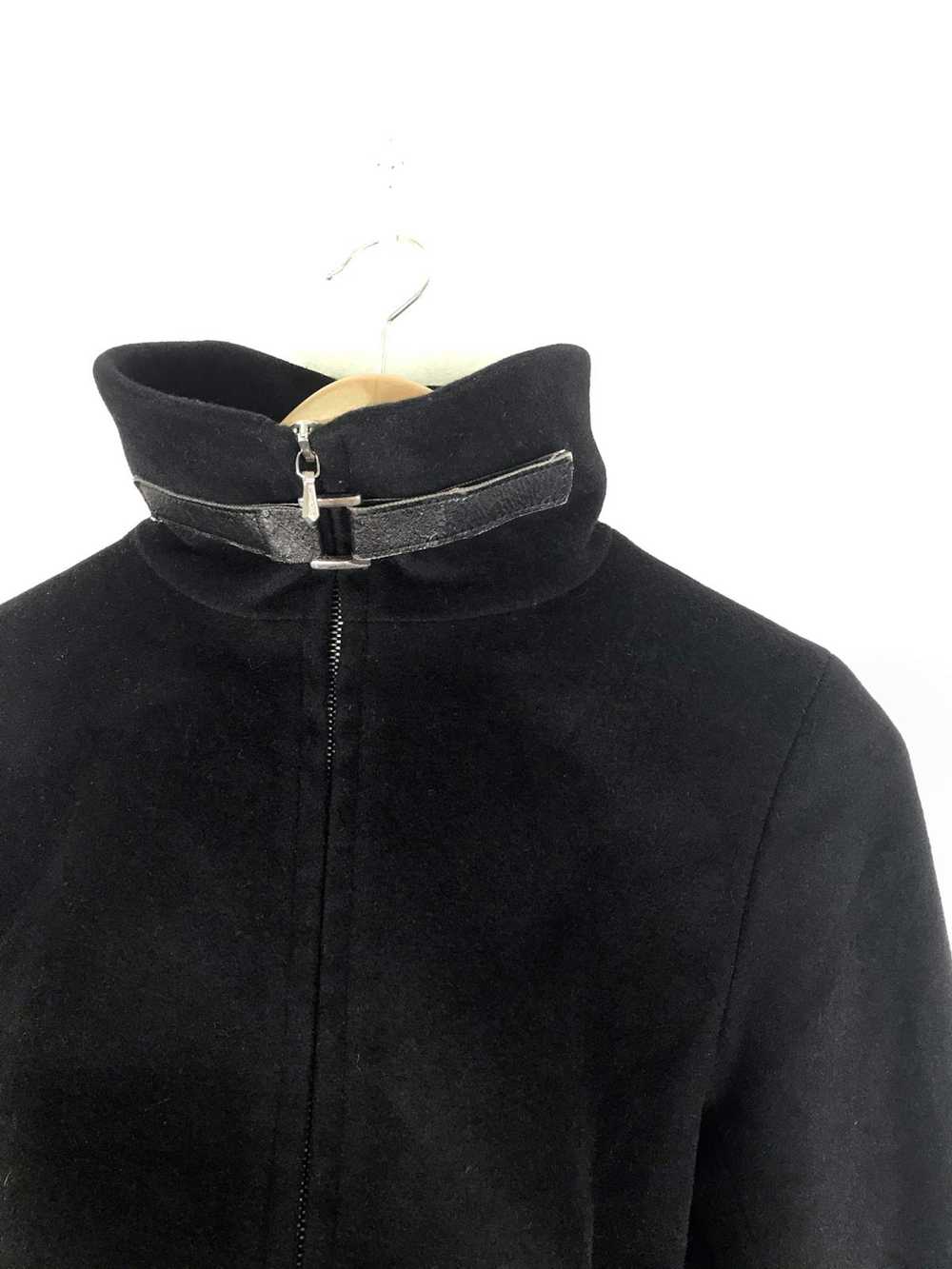 Agnes B. Neck Leather Strap Wool Jacket - image 3