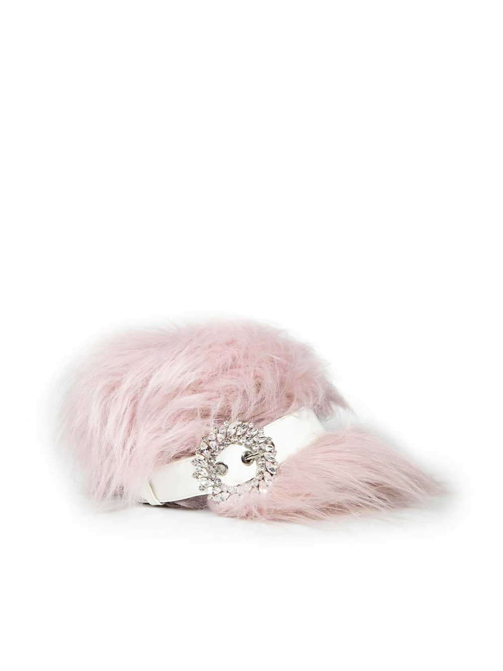 Hats × Miu Miu Pink Faux Fur Buckled Cap - image 2
