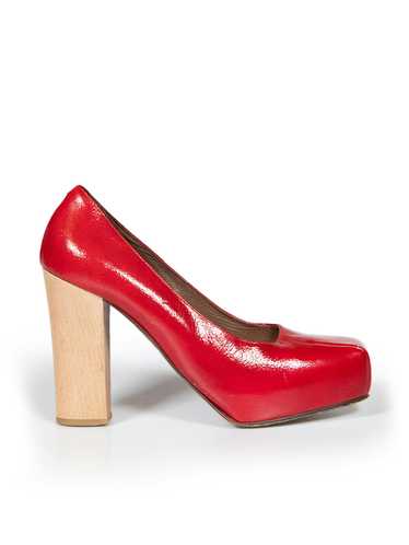 Marni Red Patent Square Toe Platform Heels