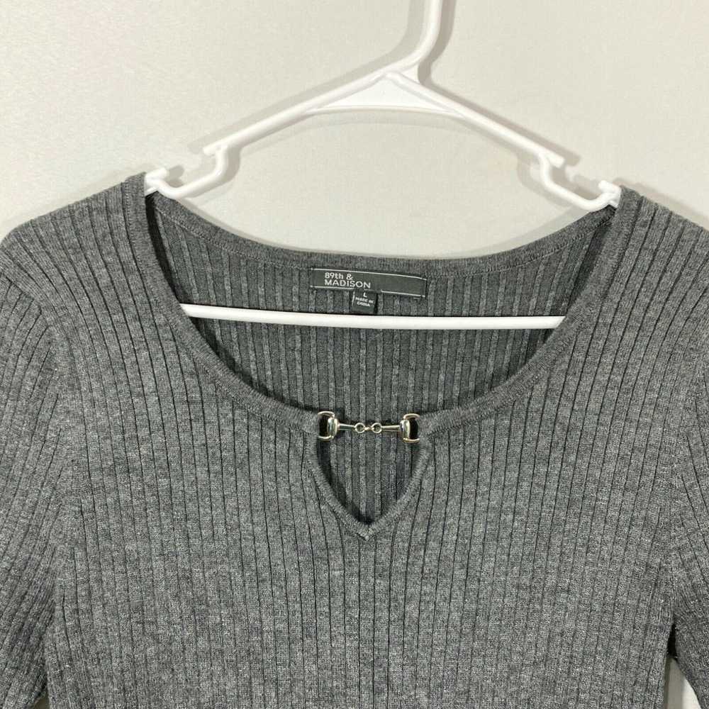 Vintage 89th & Madison Womens Gray Round Neck 3/4… - image 3