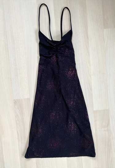 Vintage 90's/Y2K Black Glitter Midi Dress - image 1