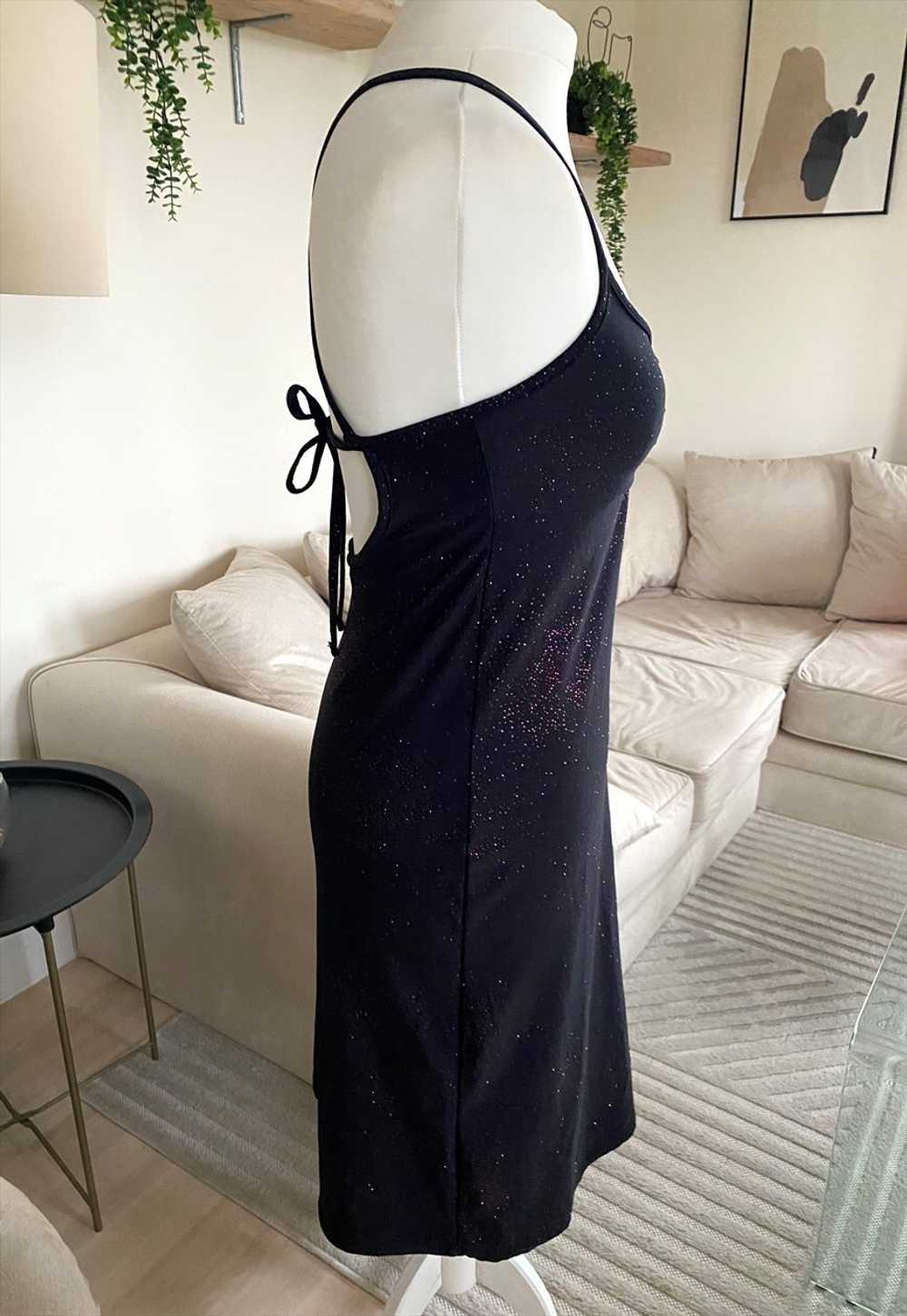 Vintage 90's/Y2K Black Glitter Midi Dress - image 3