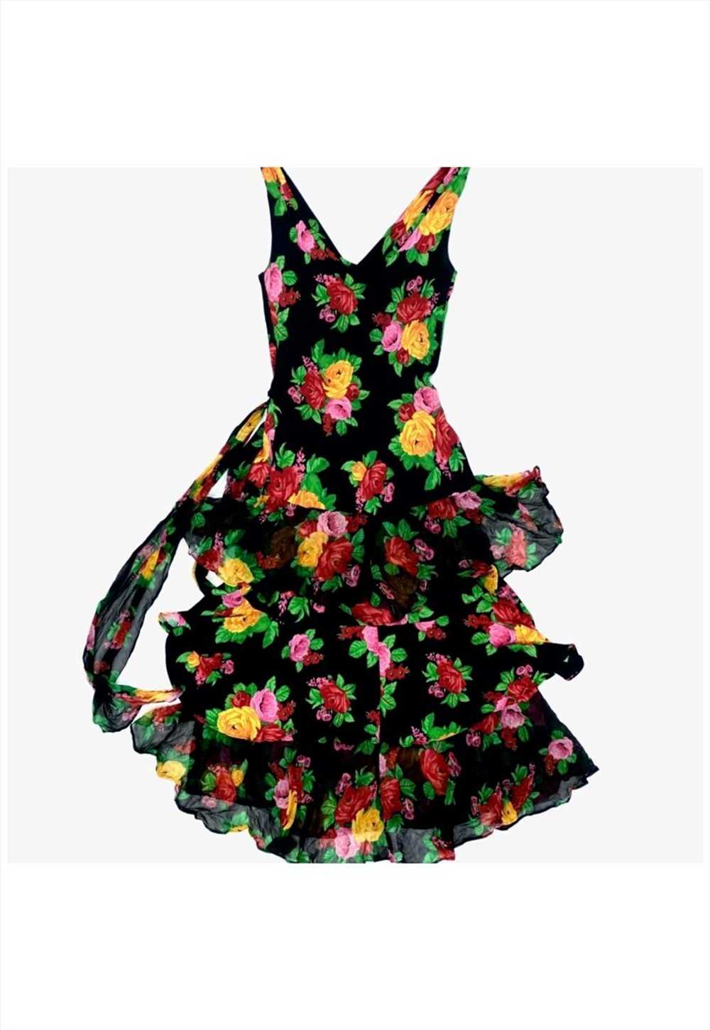 80s moschino couture floral wrap dress - image 5