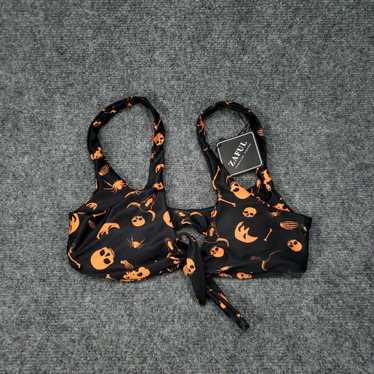 Zaful Bikini Set Size XL US 10 Black Top Orange Floral Bottom Swimsuit 2  Piece