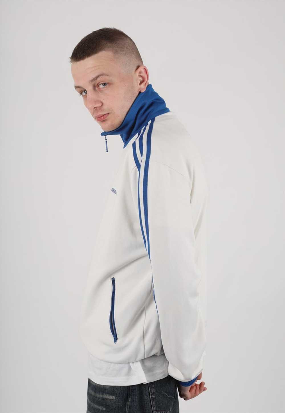 Y2K Adidas originals track jacket in cream & blue - image 2