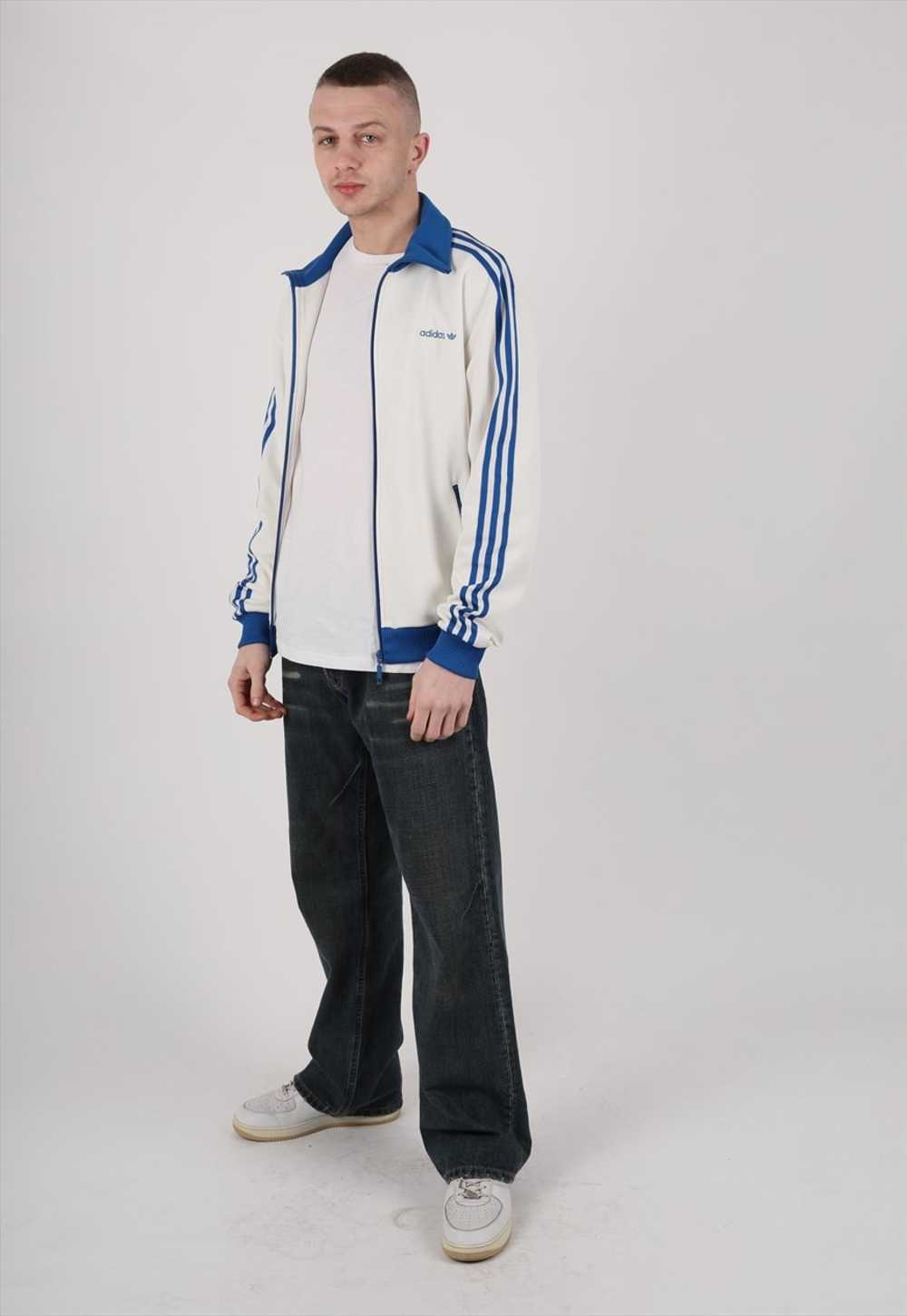 Y2K Adidas originals track jacket in cream & blue - image 3