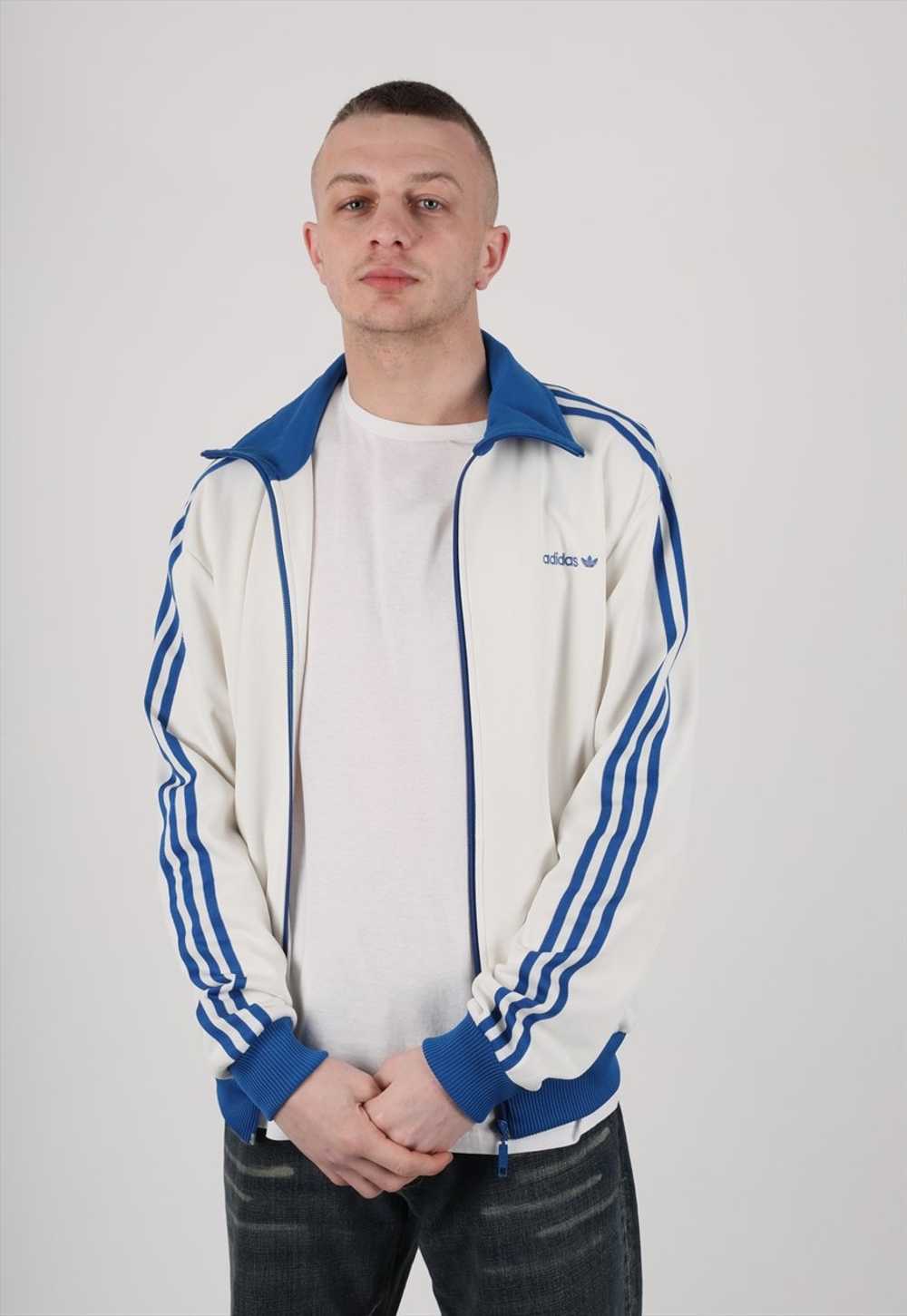 Y2K Adidas originals track jacket in cream & blue - image 4