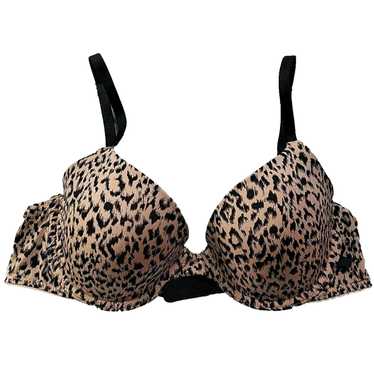 Victoria Secret Bra 34C Incredible Perfect Shape Pink Leopard Front Close