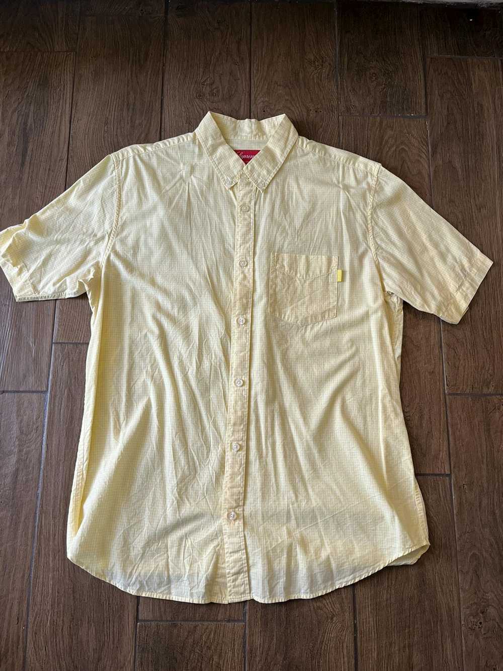 Supreme Supreme Yellow Gingham Plaid Button Down … - image 1