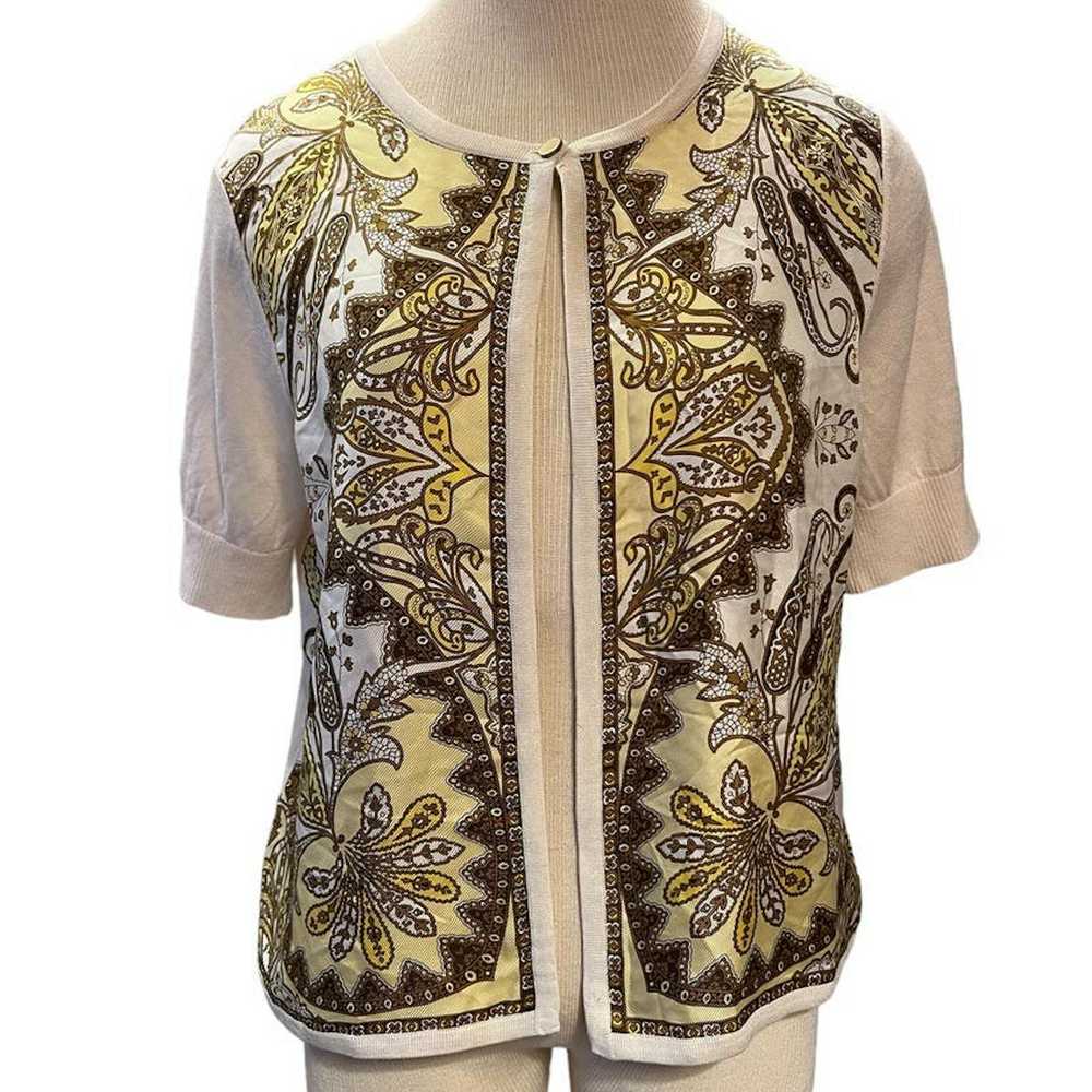 1 Talbots Short Sleeve Silk Blend Cardigan Size M… - image 1