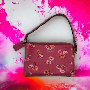 Coach Coach Pink Floral Print Corner Zip Wristlet… - image 1