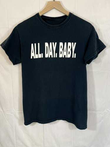 Vintage ALL DAY BABY Faded Distressed Black Y2K T… - image 1